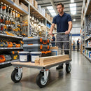 150mm Pressed Steel Swivel Castor Wheel - Black Rubber & 4-Hole Plate - 130kg Load Capacity