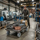 150mm Pressed Steel Swivel Castor Wheel - Grey Rubber - 4-Hole Top Plate - 130kg Load Capacity
