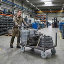 150mm Pressed Steel Swivel Castor Wheel - Grey Rubber - 4-Hole Top Plate - 130kg Load Capacity