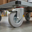 150mm Swivel Castor Wheel with Directional Brake - Grey Rubber - 4-Hole Top Plate, 130kg Load Capacity