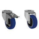 Dark Slate Gray 160mm Swivel & Braked Castors with Elastic Rubber Tyred Wheel Nylon Centre & Roller Bearing 350Kg Load Capacity - Single Bolt Fitting