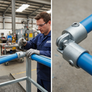 Dark Gray Professional Single Swivel Socket Connection Key Clamp for 33.7mm Tubing - Heavy Duty Adjustable Fitting