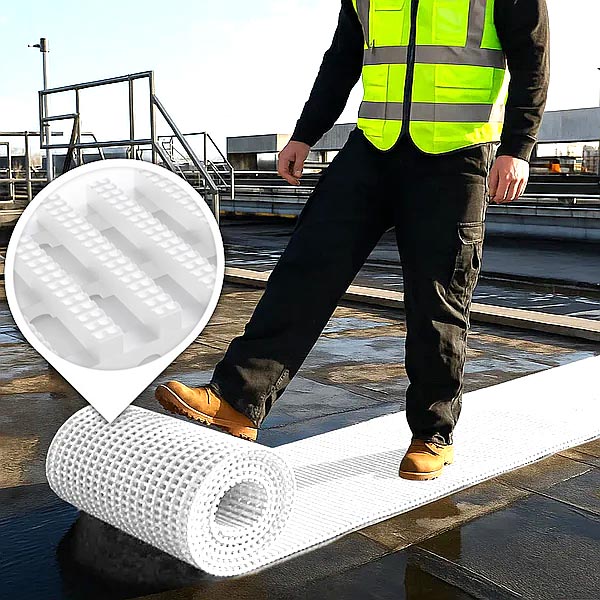 Light Gray Non-Slip Safety Walkway Matting with Drainage System