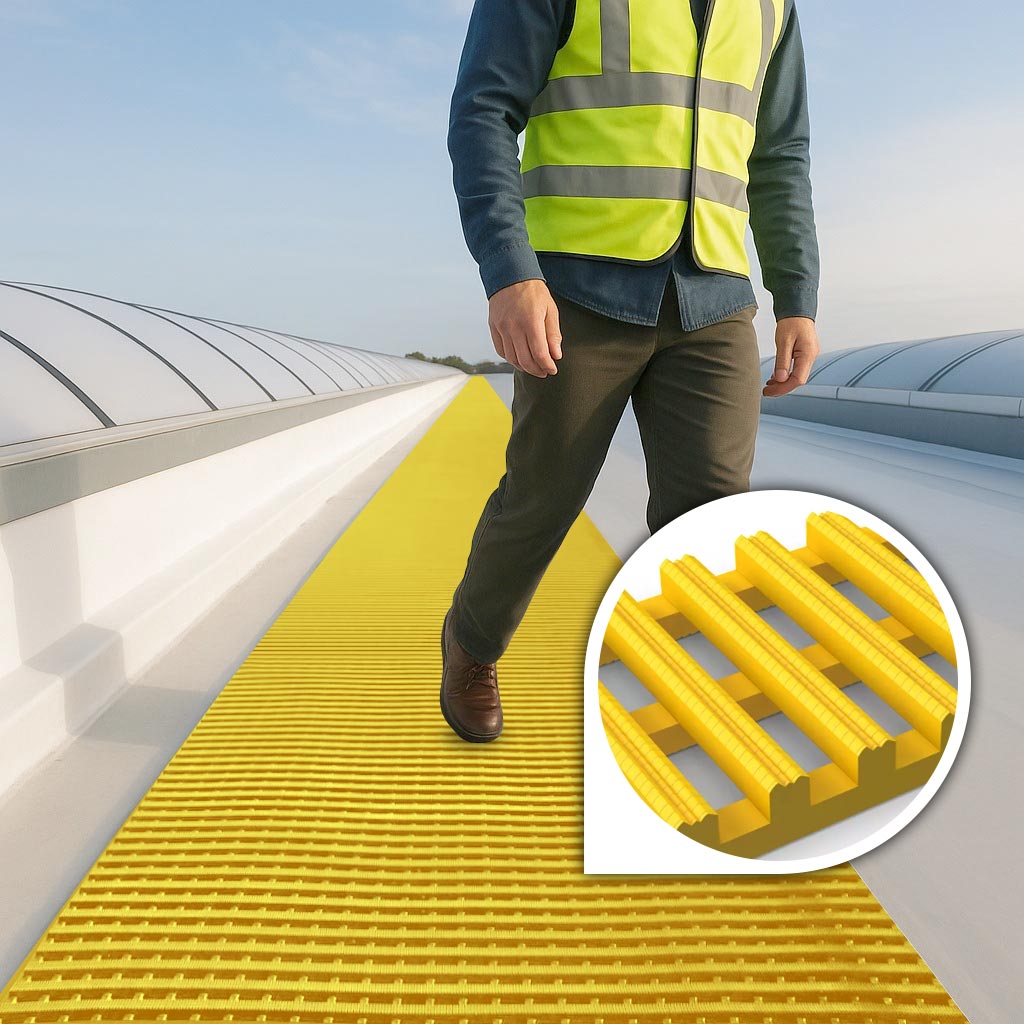 Gray Slip-Resistant Walkway Mat for TPO Roofing and EPDM Roof Membranes