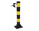 Light Goldenrod Heavy-Duty Lockable Folding Parking Post / Bollard – Steel Anti-Theft Fold-Down Barrier for Driveways & Reserved Spaces