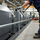 Dark Gray Premium Flat Base Handrail for 42mm Tube - Galvanised, 550mm Centres with 75mm Ball Size