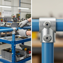 Light Gray Premium Short Tee Key Clamp for 26.9mm Tube - 90° Connection for Guardrail Applications