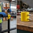 Dim Gray Premium Short Tee Key Clamp for 48.3mm Tube - Yellow Powder Coated 90° Connection
