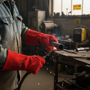 Black Premium Heavy Duty Red Gauntlet Welding Gloves - 14" Lined, Size 10 for Enhanced Protection
