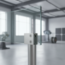 White Smoke Premium Square Type Glass Clamp 45x45x27mm for 42.4mm Posts with Rubber Inserts - High-Quality Professional Grade for Industrial and Commercial App...