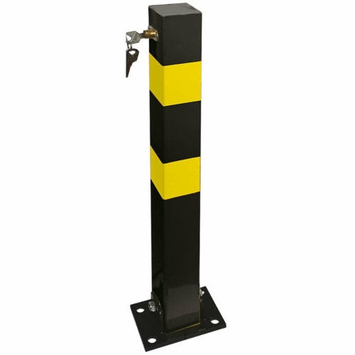 Sandy Brown Lockable Heavy-Duty Steel Folding Parking Post – Surface-Mounted Security Bollard for Driveways & Reserved Parking