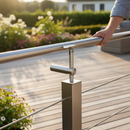 Gray Premium Adjustable Handrail Tube Bracket for Flat Post with 42.4mm Handrail Compatibility