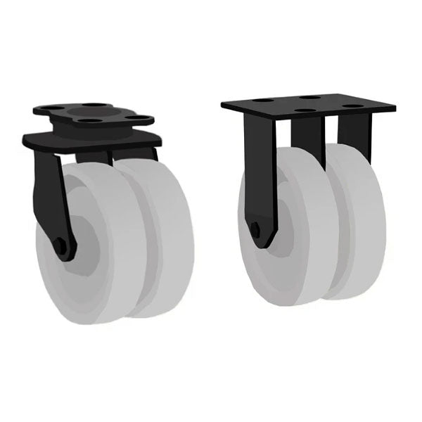 Gray 200mm Extra Heavy Duty Double Wheel Castors With Nylon Wheels 1500kg Load Capacity