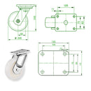 Beige 200mm Extra Heavy Duty Swivel, Fixed & Total Stop Braked Castor With Cast Nylon Wheel & Ball Bearing 1000Kg Load Capacity