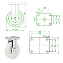 Beige 200mm Extra Heavy Duty Swivel, Fixed & Total Stop Braked Castor With Cast Nylon Wheel & Ball Bearing 1000Kg Load Capacity