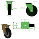 Medium Sea Green 200mm Extra Heavy PRESSED STEEL Swivel, Fixed & Total Stop Swivel/Brake Castors Cast Iron Ball Bearing Bore