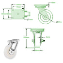 Beige 200mm Ultra Heavy Duty Swivel & Braked Castors with Cast Nylon Bal Bearing 2000kg Load
