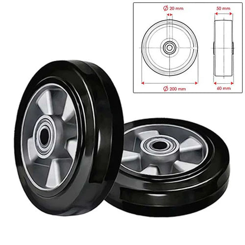 Light Gray 200 & 160mm Heavy Duty Rubber Tyre/Aluminium Ball Bearing Wheel
