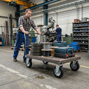 200mm Pressed Steel Swivel Castor Wheel - Black Rubber & 4-Hole Plate - 180kg Load Capacity