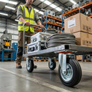 200mm Pressed Steel Swivel Castor Wheel - Black Rubber & 4-Hole Plate - 180kg Load Capacity
