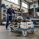 200mm Pressed Steel Swivel Castor Wheel - Grey Rubber - 4-Hole Top Plate - 180kg Load Capacity