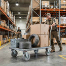 200mm Pressed Steel Swivel Castor Wheel - Grey Rubber - 4-Hole Top Plate - 180kg Load Capacity