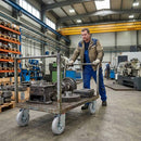 200mm Pressed Steel Swivel Castor Wheel - Grey Rubber - 4-Hole Top Plate - 180kg Load Capacity