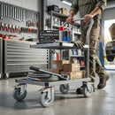 200mm Swivel Castor Wheel with Directional Brake - Grey Rubber - 4-Hole Top Plate, 180kg Load Capacity