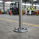 Dark Gray Premium 316 Stainless Steel Post Base Plate 100mm Diameter for 48.3mm Tube with Slotted Holes for Easy Adjustment
