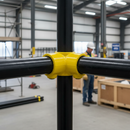 Dark Gray Professional 90° 3 Way Mid Rail Corner Key Clamp for 48.3mm Tube - Yellow Powder Coated Finish