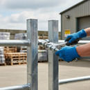 Gray Premium Galvanised Angle Corner Kit for Fencing with 6 Gate Eyes and 3 Nut Sets for Secure Stabilization