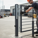 Light Gray Premium Pre Welded Sprung Gate Hinge Set for 42.4mm Tube - 1060mm Length - High-Quality Professional Grade for Industrial and Commercial Applications