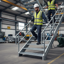 Dim Gray Premium Galvanised Open Mesh Steel Stair Tread 1000 x 288mm with Perforated Nosing for Enhanced Grip and Safety