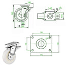 Beige 250mm Ultra Heavy Duty Swivel, Fixed & Total Stop Braked Castor With 4 Bolt Fixing Plate 3000Kg Load Capacity