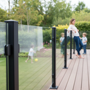 Light Gray Premium Heavy Duty Small Square Glass Clamp for Flat Post - 304 Stainless Steel, Powder Coated Black, Compatible with 8mm and 10mm Glass