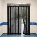 Light Gray Hook-On Fly Mesh Curtain Replacement Strips Black Insect Mesh with Stainless Steel Plate - Antimicrobial & UV Resistant Ideal for Bug-Free Areas