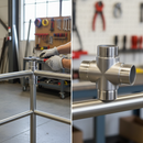Light Gray Premium Cross Piece 4 Way for 48.3mm x 2mm Tube - Heavy Duty Connector for Structural Applications