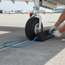 Light Slate Gray Premium Heavy Duty Rubber Aircraft Wheel Chocks with Blue Rope for Easy Handling - Dimensions 170 x 155 x 500mm