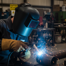 Black Professional Welding Headscreen with 4 1/4 x 3 1/4 Visual Panel for Enhanced Safety and Protection