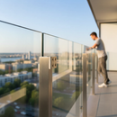 Light Blue Premium Heavy Duty Stainless Steel Square Type Glass Clamp 45x45x27mm for Flat Post with Rubber Inserts