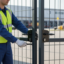 Light Gray Premium Industrial Gate Lock for 30-50mm Box Sections with Stainless Steel Mechanism and Easy Installation
