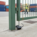 Gray Premium Off Centered Ground Stop with Adjustable Plate and Removable Cleaning Recipient for Surface Mounted Drop Bolts