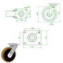Dark Green 300mm Ultra Heavy Duty Swivel Fixed & Total Stop Braked Castor With 4 Bolt Fixing Plate 2000kg Load Capacity