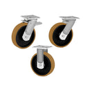 Gray 300mm Ultra Heavy Duty Swivel Fixed & Total Stop Braked Castor With 4 Bolt Fixing Plate 2000kg Load Capacity