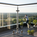 White Smoke Premium Stainless Steel Ready Made Glass Balustrade Corner Post Kit 48.3mm with Pre-Drilled Holes and Glass Clamps