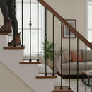 Rosy Brown Premium 16mm Diameter Round Hollow Bar Stair Spindle with Single Basket Design and Powder Coated Finish, Height 1117mm