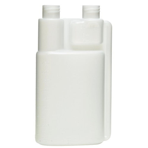 Light Gray Twin Neck Child Resistant Plastic Dosing Bottle - Includes Red & Green CRC Caps