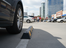 Dim Gray Premium Reflective Kerb Stopper with Yellow Chevrons for Enhanced Visibility, M12 x 200mm Fixings