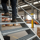 Black Premium Galvanised Open Mesh Steel Stair Tread 1000 x 288mm with Perforated Nosing for Enhanced Grip and Safety