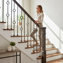 White Smoke Premium Square Hollow Double Circle Stair Spindle 12.5mm, 1117mm Height with Powder Coated Black Finish